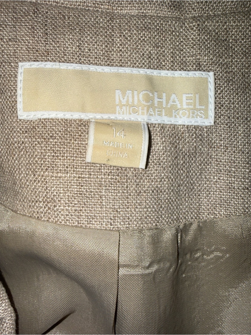 Michael Kors 100% Linen Beige Blend Women's Blazer Jacket - Picture 4 of 5
